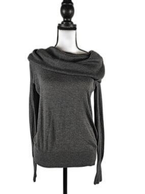 Women's Halogen Off-the-Shoulder Cowl Neck Sweater Gray Medium